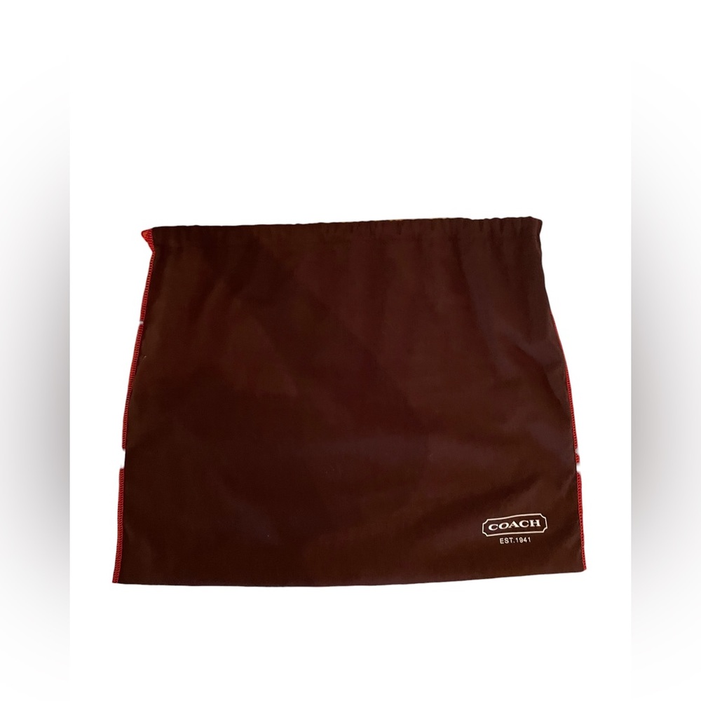 Brown Coach logo fabric drawstring dust bag
